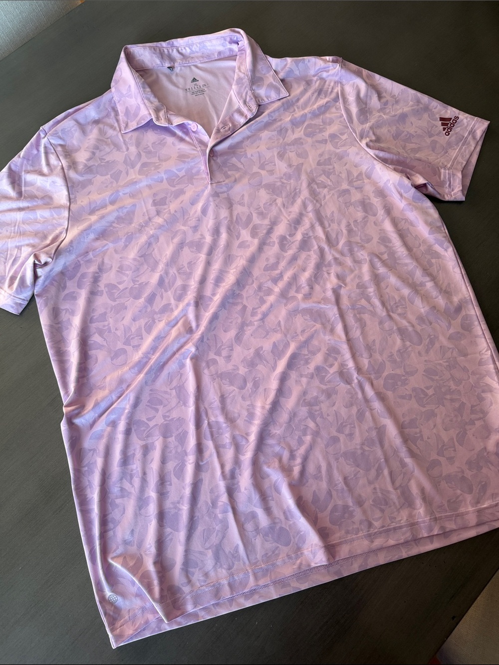adidas Men's Light Lavender Golf Polo with Subtle Leaf Jacquard
